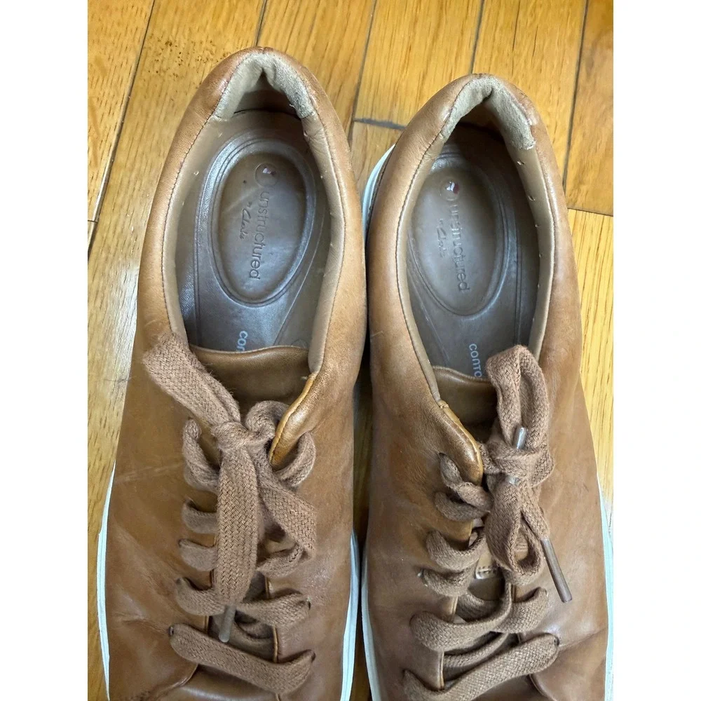 Clarks Unstructured Mens Tan Leather Low Top Sneakers‎ 10 M 261409507 Brown